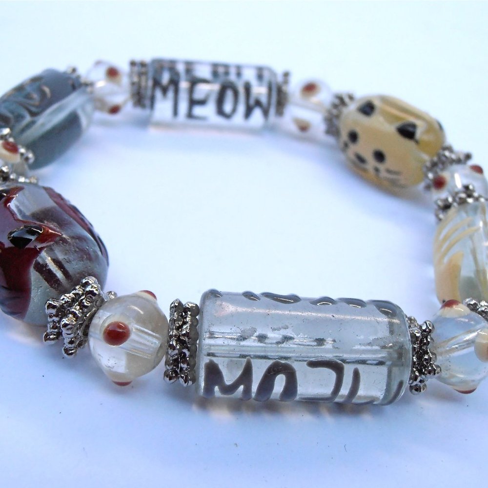 MEOW Kitty Glass Stretch Bracelet